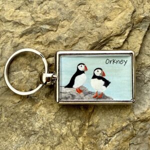 orkney puffins keyring